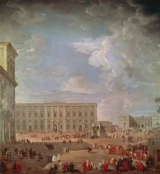 Utsikt över Quirinale och Piazza di Monte Cavallo, av Giovanni Paolo Pannini (1691-1765), olja på duk, 270x254 cm