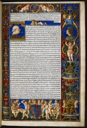 Frontispice, från Giovanni Simonetta, Historia delle cose facte dal invictissimo hertig Francesco Sforza [c.d. Sforziades], Milan, Antonio Zarotto