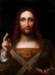 Cristo Salvator Mundi (olja på träpanel)
