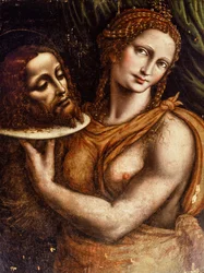 Salome med Johannes Döparens huvud (olja på pannå)