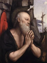 The Penitent St. Hieronymus (olja på panel)