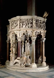 Stol. Marmorskulptur av Giovanni Pisano (1248-1314). 1302-1311 Cathedrale of Pisa (Cathedral of Santa Maria Assunta di Pisa), Italien