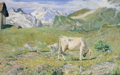Vårbetesmarker av Giovanni Segantini (1858-1899)