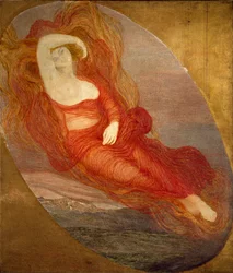 Kärlekens gudinna, målning av Giovanni Segantini (1858-1899), 1894-1897, Sol. 210x133 cm, Milano, Galleria d