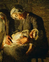 De två mödrarna, av Giovanni Segantini, detalj
