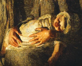 De två mödrarna, av Giovanni Segantini, detalj