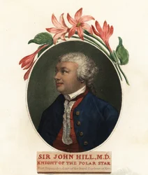 Porträtt av Sir John Hill, naturforskare och botaniker. 1800 (gravyr)