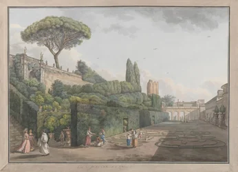 Palazzo Colonnas trädgård, ca. 1780. Skapare: Giovanni Volpato, Louis Ducros.