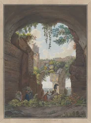 Interiör av baden i Caracalla, ca. 1780. Skapare: Giovanni Volpato, Louis Ducros.