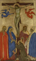 Korsfästelsen Kristus på korset med HH. Franciskus, Maria Magdalena, Maria, Johannes och Ignatius av Antiokia