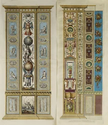Arabeskdekorationer i Vatikanens loggia (färgad gravyr)