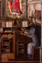 Sankt Hieronymus framträder för Sankt Augustinus, ca 1505-1510 (olja och tempera på duk)