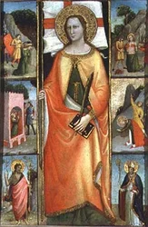 St. Reparata, med scener av martyrskap och SS. Johannes Döparen och Nicolas (tempera på panel)
