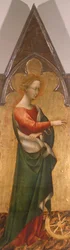 Polyptyk med st. catherine of alessandria av Giovanni di Paolo (ca 1403-1482), detalj