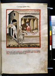 Theatrum sanitatis av Ububchasym de Baldach: "Carnes Salite Si ce", 1300-talets första årtionde (miniatyr)