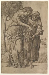Judith och hennes pigan med chefen för Holofernes, 1500-1530.