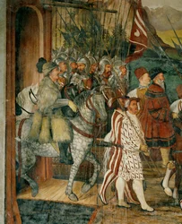 Kung Christian och Bartolomeo Colleoni på hästryggen (fresker)