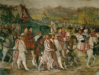 Kung Christian och Bartolomeo Colleoni på hästryggen (fresker)