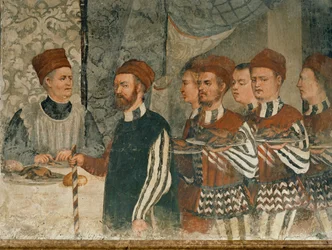 Kung Christian av Danmarks besök i Malpaga 1474 (fresk)