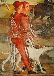Två sidor och deras hund, detalj av en jaktscen, c.1520-30