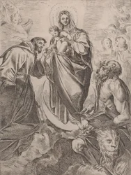 Jungfrun med heliga Hieronymus och Franciskus, 1660-80.