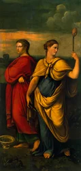 St Lucia och St Agatha av Girolamo da Carpi (cirka 1501-1556)