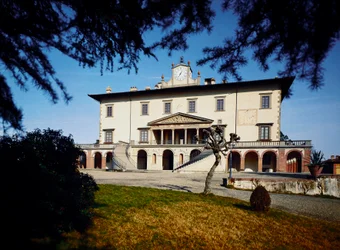 Villa Medicis (Medici Villa); Utsikt över Villa Ambra a Poggio a Caiano startade 1485 på ett projekt av Giuliano da Sangallo.