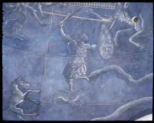 Solens väg genom stjärnorna natten till den 4 juli 1442, detalj av Orion och Oxen, från soffiten ovanför altaret, ca 1430 (detalj av 85088)