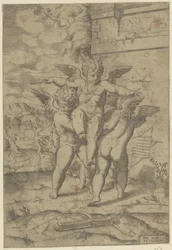 Amor och tre putti