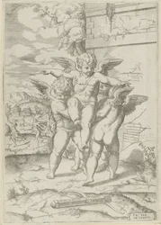 Amor och tre putti