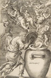 Epimetheus öppnar Pandoras ask, 1531-76.