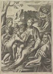 Helig familj med unga Johannes Döparen och Maria Magdalena
