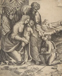 Helig familj med Johannes Döparen som knäböjer till höger, 1531-76.