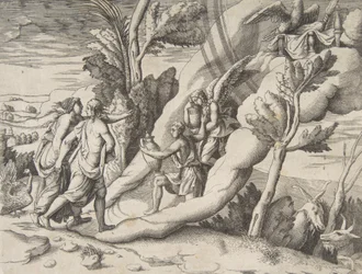 Jupiter och Juno tas emot i himlarna av Ganymedes och Hebe, från 