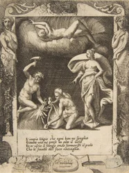 Litigium avlägsnat från kaos kropp medan hans mor kastas upp i luften, satt med..., 1531-76.