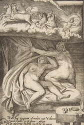 Venus och Mars upptäcktes av Apollo, från "The Loves of the Gods", 1531-60.
