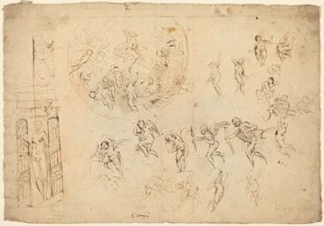 An Ascension and Other Studies (penna och brunt bläck på papper)