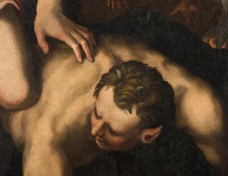 Norra tvärskeppet, ärkeängelns altare, ärkeängeln Mikael som dödar den onde, Giulio Campi 1566, detalj