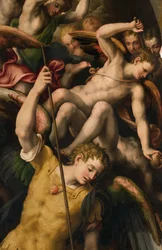 Norra tvärskeppet, ärkeängelns altare, ärkeängeln Mikael som dödar den onde, Giulio Campi 1566, detalj