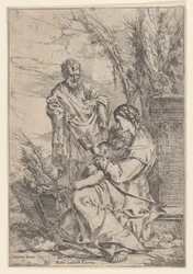 Den heliga familjen med jungfrun läser en bok, 1640-60.