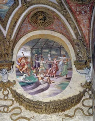 En av fresker från Chamber of Winds eller Zodiac