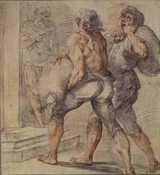 Study of Tax Collectors, c.1591-93 (grå & röd krita på papper)