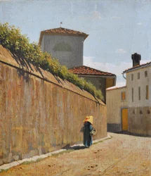 Gata under solen, ca 1863 (olja på pannå)