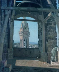 Tornet i Palazzo del Podesta, av Giuseppe Abbati (1836-1868).
