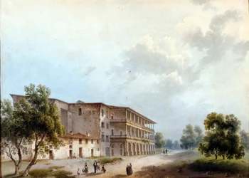 Milano, Simonetta-villan. Målning av Alinovi. Stendhal döpte om Angela Pietragrua till Lady Simonetta. Milanos museum, Milano