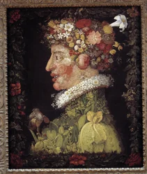 Vår. Allegori över årstiderna. Målning av Giuseppe Arcimboldo (1527-1593). Louvren