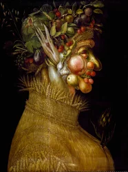 Sommar, målning av Giuseppe Arcimboldi (Arcimboldo) (1527-1593), 1563, mått 67 x 51 cm, Wien, Kunsthistorisches Museum
