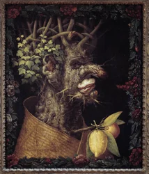 Vinter. Allegori om årstiderna. Målning av Giuseppe Arcimboldo (1527-1593). Musée du Louvren