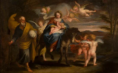 Flygningen till Egypten, ca 1608-57 (olja på duk)