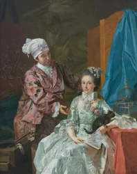 Självporträtt med hustru, ca 1757 (olja på duk)
